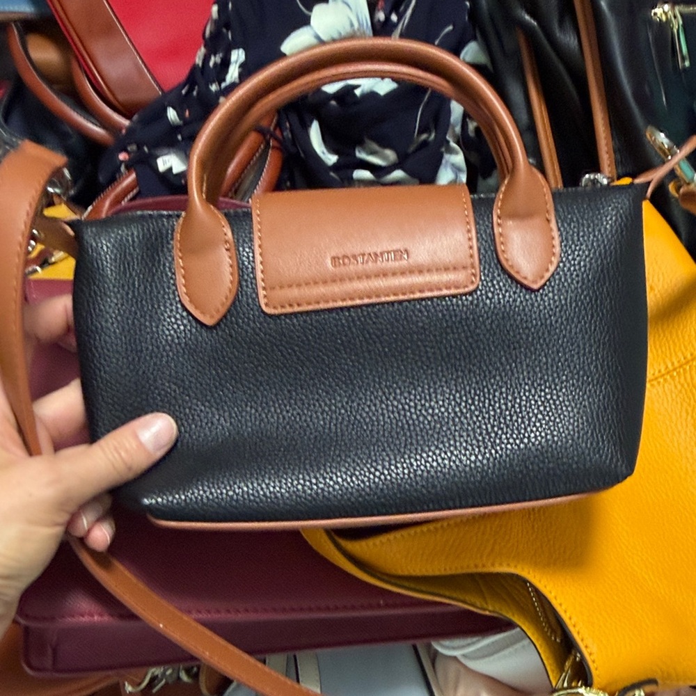 Bostanten Black and Brown Leather Handbag